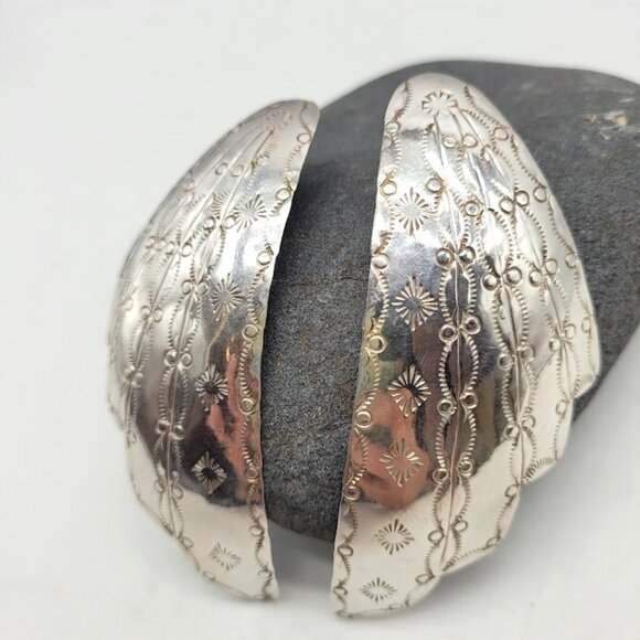 Stunning Hand Made Sterling Silver Statement Earrings Southwest Native Tribal - Picture 10 of 16